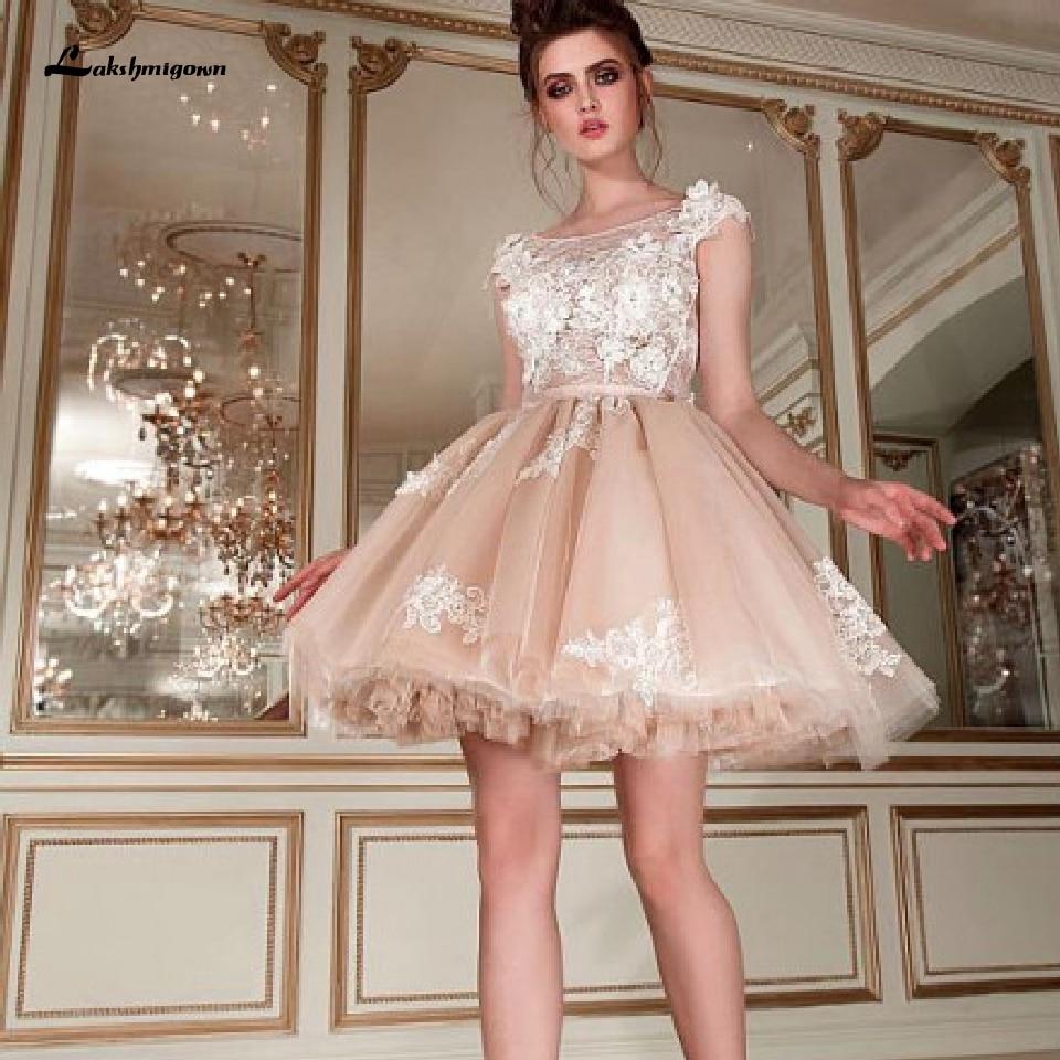 Chic Champagne Short Wedding Dress Sexy ...